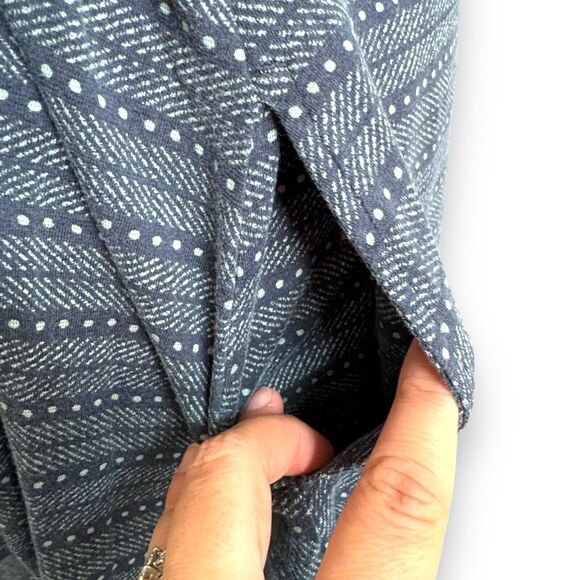 Toad & Co Womens Wrap Dress Gray Stripe Dots Long Sleeve Pockets Stretch Tie L - Picture 7 of 9